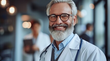 Confident senior medical professional with a friendly smile - obrazy, fototapety, plakaty