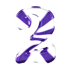 White symbol with thick dark purple straps. number 2