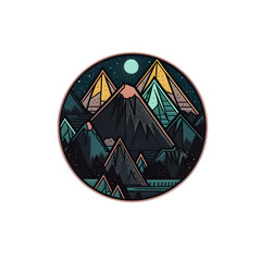 Geometric Mountain Sticker Graphic, PNG