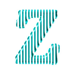 White 3d symbol with turquoise vertical ultra thin straps. letter z