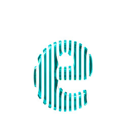 White 3d symbol with turquoise vertical ultra thin straps. letter e