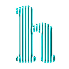 White 3d symbol with turquoise vertical ultra thin straps. letter h