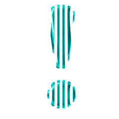 White 3d symbol with turquoise vertical ultra thin straps