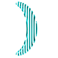 White 3d symbol with turquoise vertical ultra thin straps