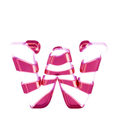 White symbol with thick pink straps. letter w