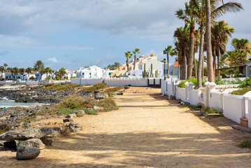 Coast walk path in Corralejo on Fuerteventura