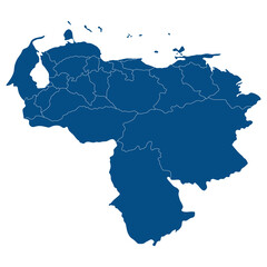 Venezuela map. Map of Venezuela in administrative provinces in blue color