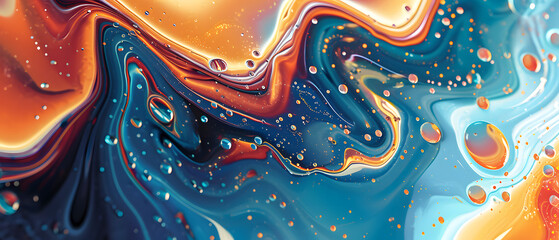 A mesmerizing display of contrasting textures and vibrant colors, this abstract art piece captures the delicate dance between water and oil