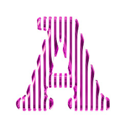 White symbol with purple vertical ultra thin straps. letter a