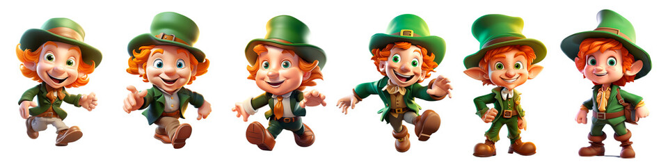Leprechauns with money . Dwarves with money. Heroes of St. Patrick's Day. Luck, winnings, St. Patrick's Day lottery. Clipart on a transparent background - obrazy, fototapety, plakaty