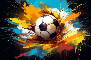 Abstract soccer artwork. Sports poster. Generative AI