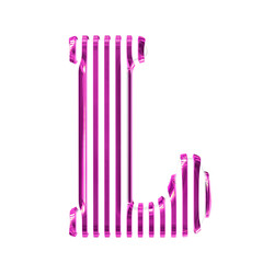 White symbol with purple vertical ultra thin straps. letter l