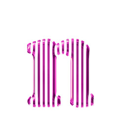 White symbol with purple vertical ultra thin straps. letter n