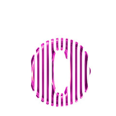 White symbol with purple vertical ultra thin straps. letter o