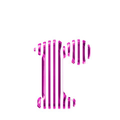 White symbol with purple vertical ultra thin straps. letter r