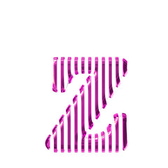 White symbol with purple vertical ultra thin straps. letter z