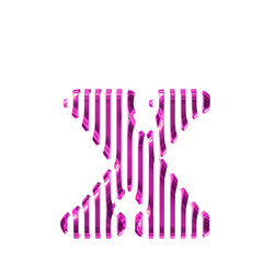 White symbol with purple vertical ultra thin straps. letter x