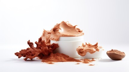 Obraz na płótnie Canvas Chaga Mushroom Skin Cream, Face and Body Moisturizer. Skin care cosmetic product with mushroom chaga. New skin care trend. 