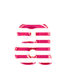 White symbol with thin pink horizontal straps. letter a