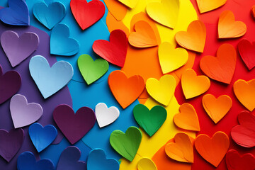 Valentines day, multicolor rainbow abstract heart design - obrazy, fototapety, plakaty