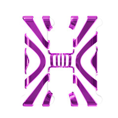 White symbol with purple thin straps. letter h