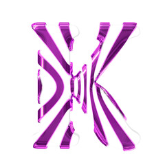 White symbol with purple thin straps. letter k