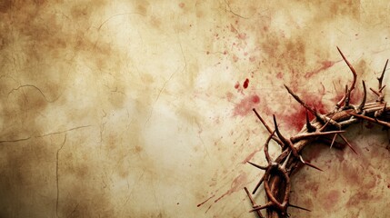 crown of thorns of christ with blood on an old texture