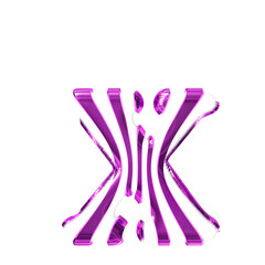 White symbol with purple thin straps. letter x