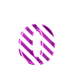 White symbol with thin purple diagonal straps. letter o