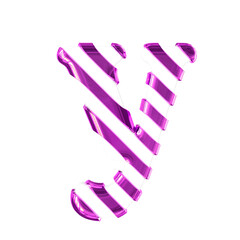 White symbol with thin purple diagonal straps. letter y