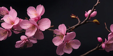 Beautiful cherry blossom branch of Sakura tree