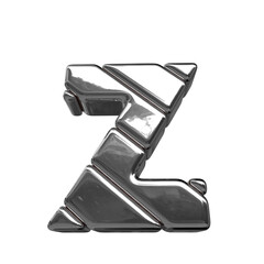3d symbol made of silver diagonal blocks. letter z