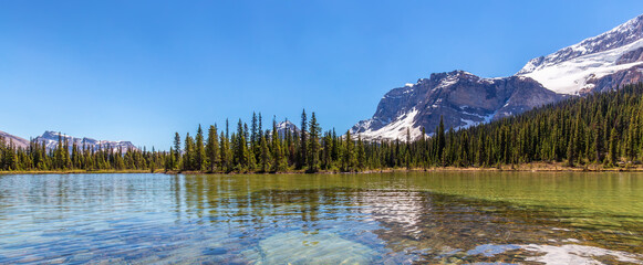 Glacier Lake in Canadian Rocky Mountain Landscape.