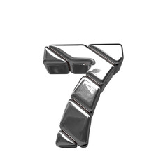 3d symbol made of silver diagonal blocks. number 7