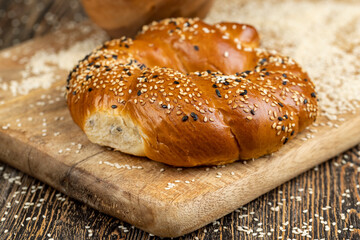 white sesame seeds on the kitchen table