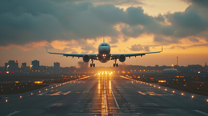 Fototapeta na wymiar A plane taking off from an airport 