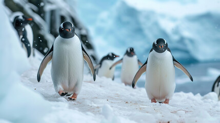 Fototapeta premium penguin on the snow