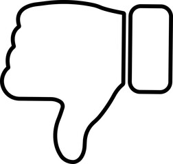 Thumbs down dislike icon in line isolated on transparent background. hate or dislike for social networks, for apps and websites. Bad choice sign. Voting. Disapproval Negative hand sign. Finger down - obrazy, fototapety, plakaty