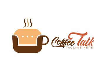 coffee talk coffee shop logo vector, CAFE logo design template vector