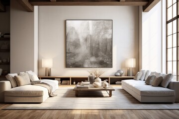Fototapeta na wymiar contemporary living space with white furniture