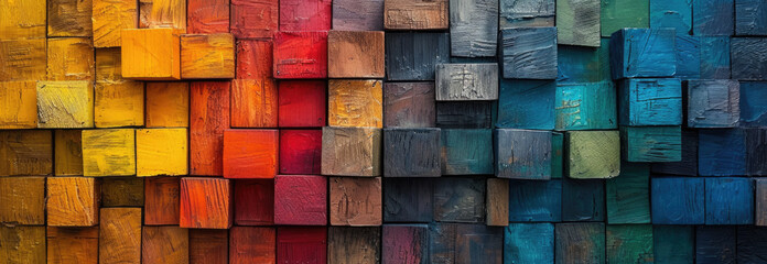 colorful abstract background using wooden squares with different colors Ai generative
