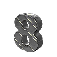 Silver diagonal block symbol view from the left. number 8