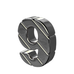 Silver diagonal block symbol view from the left. number 9