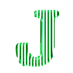 White symbol with green vertical ultra thin straps. letter j