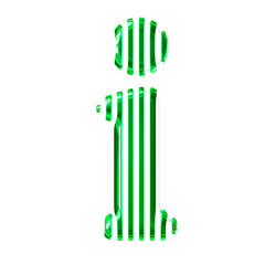 White symbol with green vertical ultra thin straps. letter i