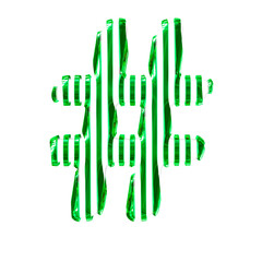 White symbol with green vertical ultra thin straps