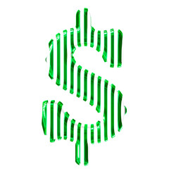 White symbol with green vertical ultra thin straps