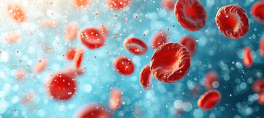 macro shot of red blood cells, erythrocytes, leukocytes, platelets