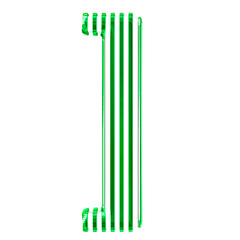 White symbol with green vertical ultra thin straps