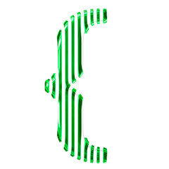 White symbol with green vertical ultra thin straps